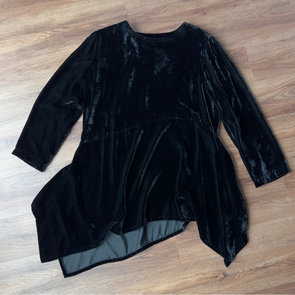 Vintage Hino & Malee 90’s Velvet Rayon Silk Draped Tunic Top Blouse Long Sleeve - Picture 6 of 13